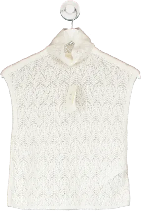 Abercrombie & Fitch White Merino Wool-blend Turtleneck Top UK XS