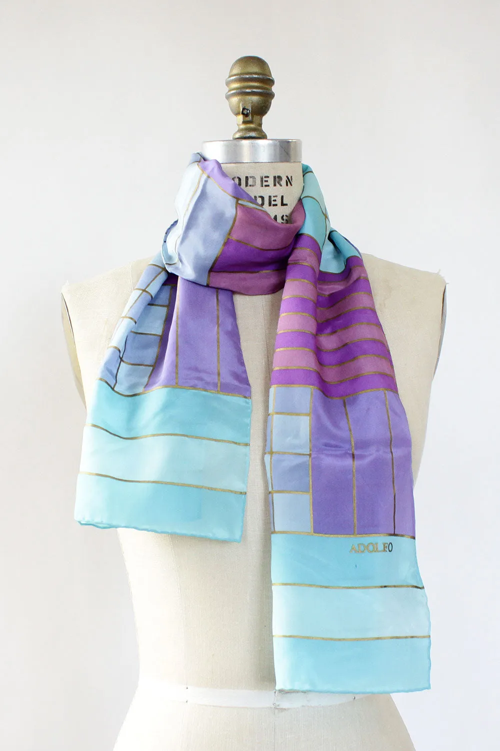 Adolfo Pastel Silk Scarf