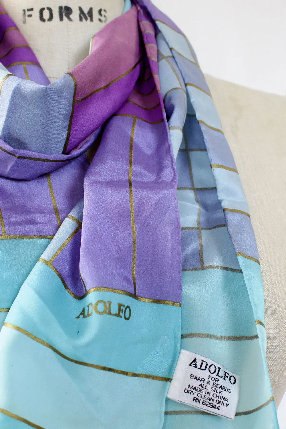 Adolfo Pastel Silk Scarf