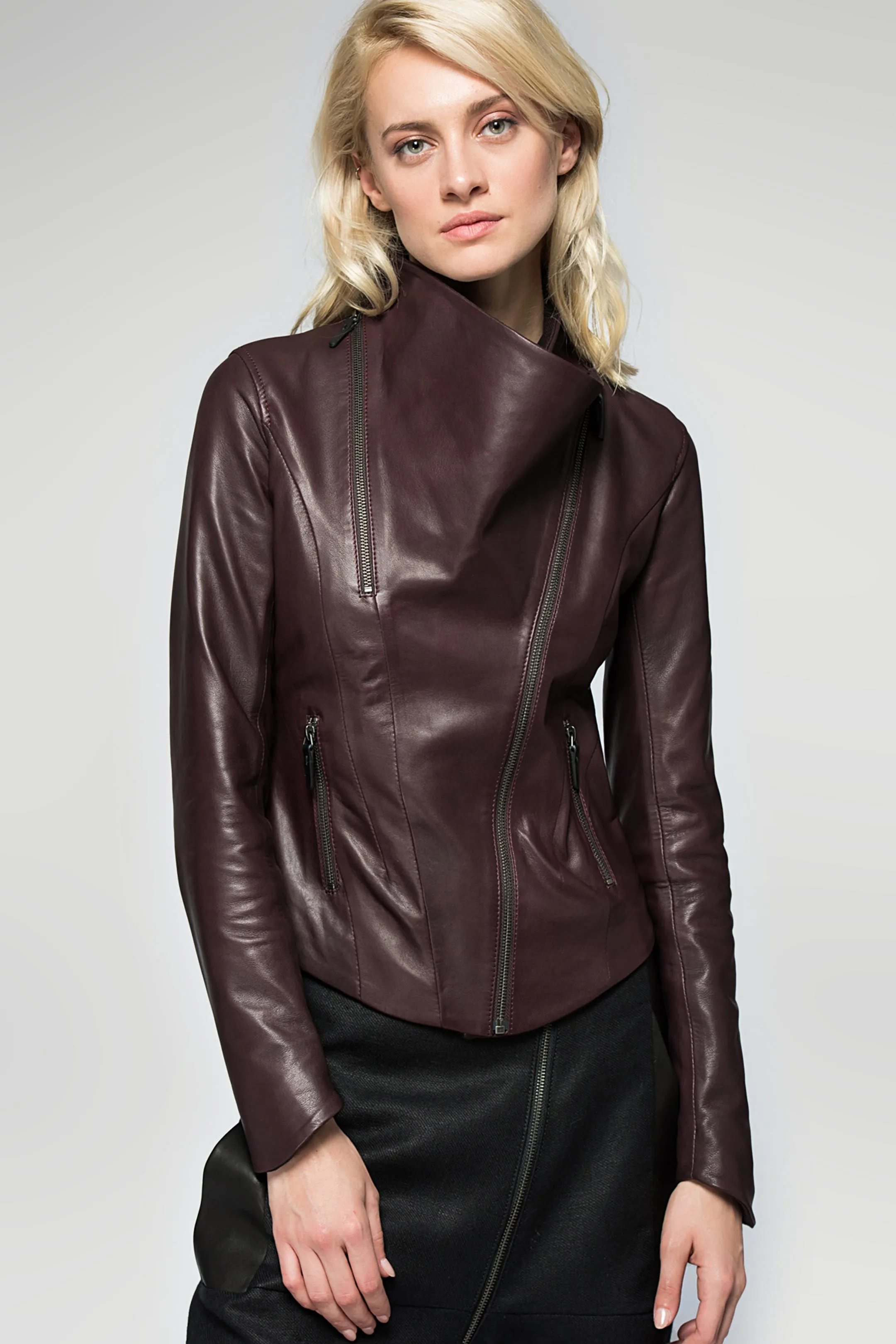 Alba - Bordeaux Leather Jacket