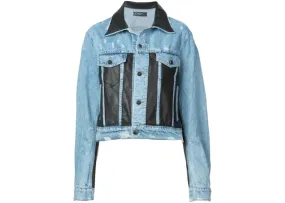 AMIRI Leather Panel Denim Trucker Jacket Blue/Black