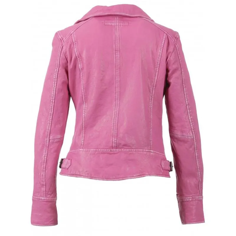 Anorah’s Fuschia Biker Style Leather Jacket