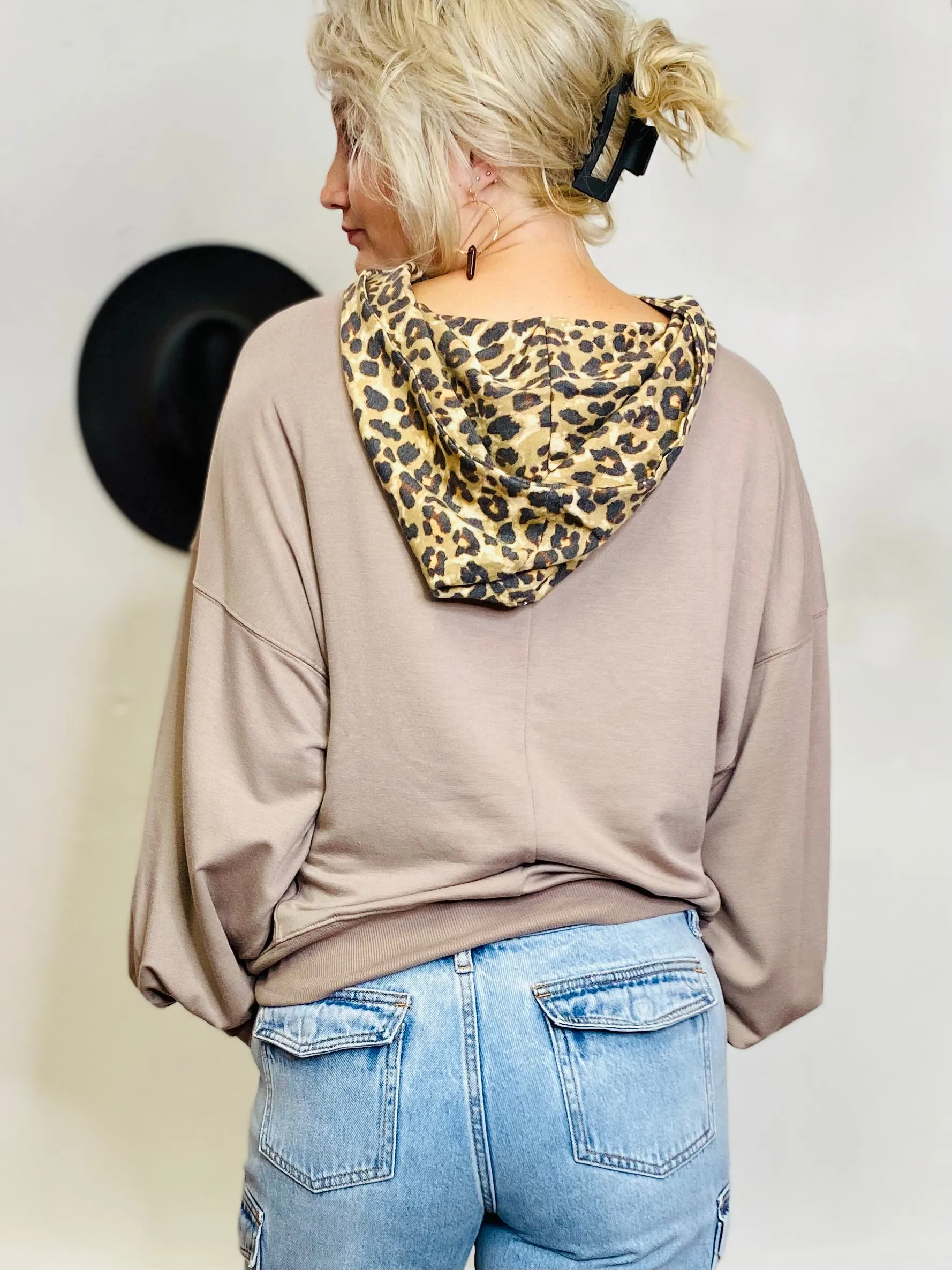 Ash Leopard Hoodie - Mocha