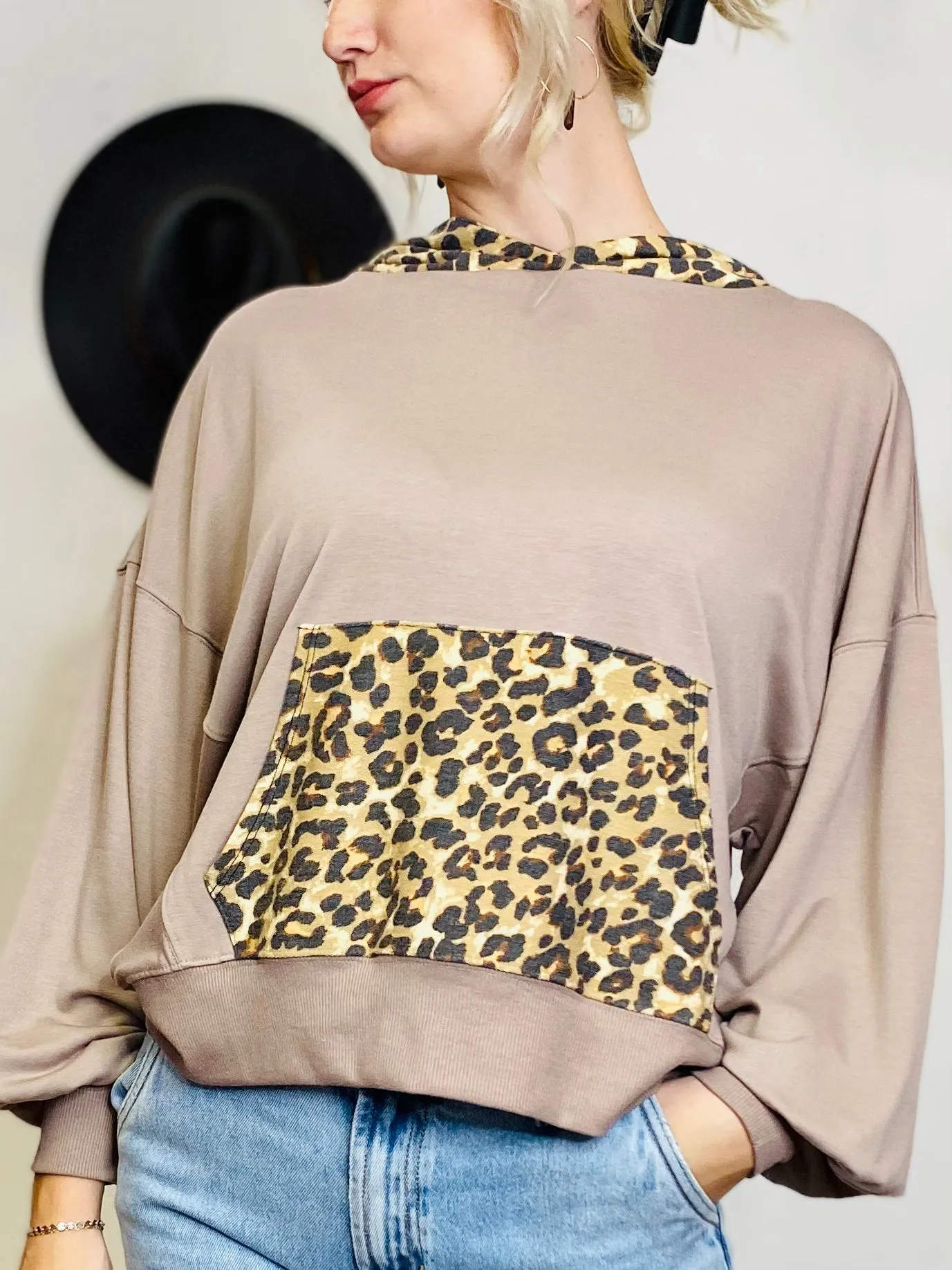 Ash Leopard Hoodie - Mocha