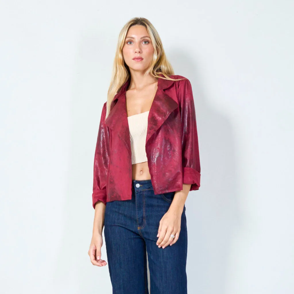 Asymmetrical faux leather jacket with zipper wholesale