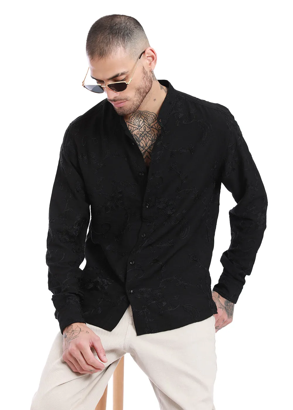 Black Embroidered Shirt