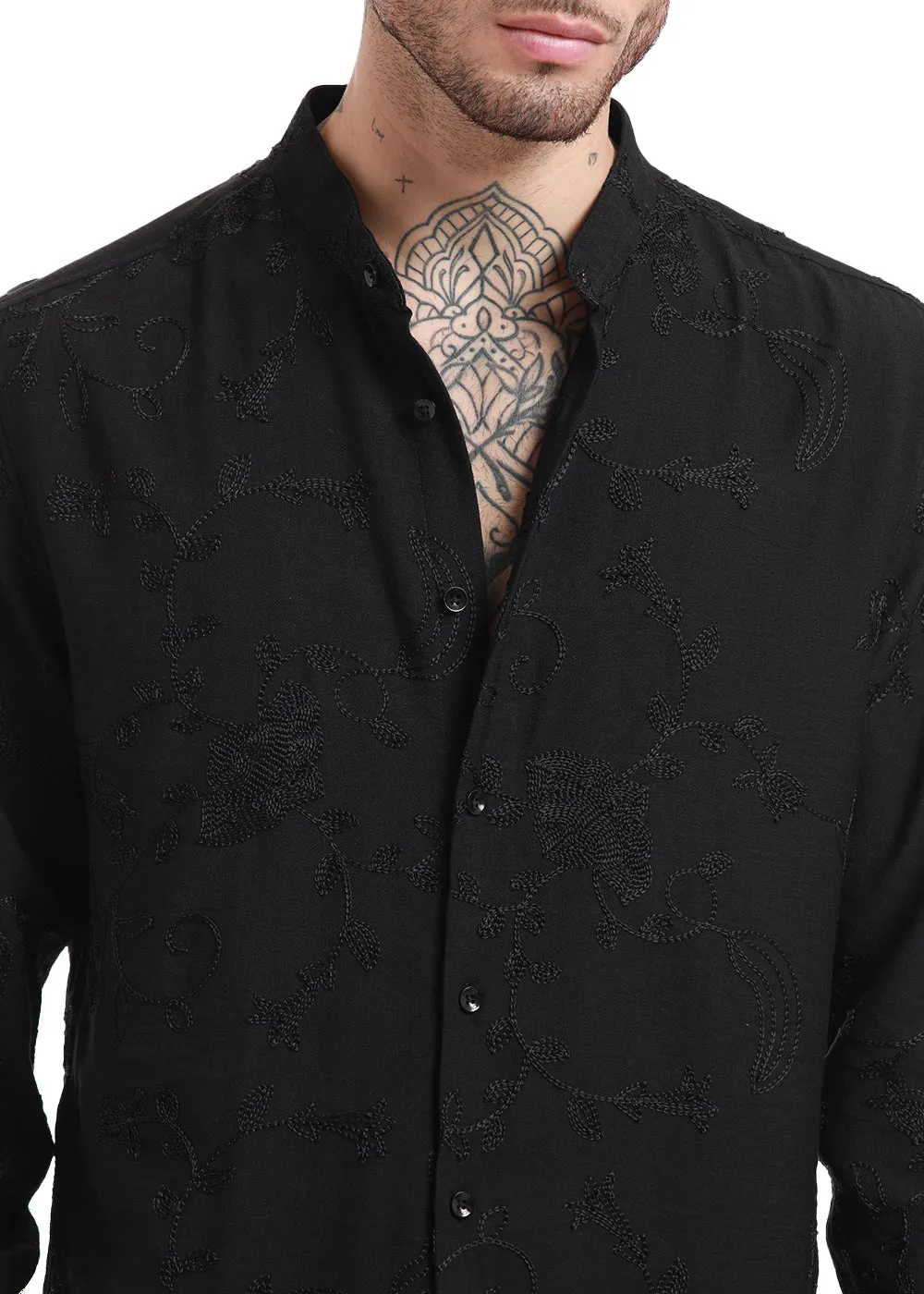 Black Embroidered Shirt