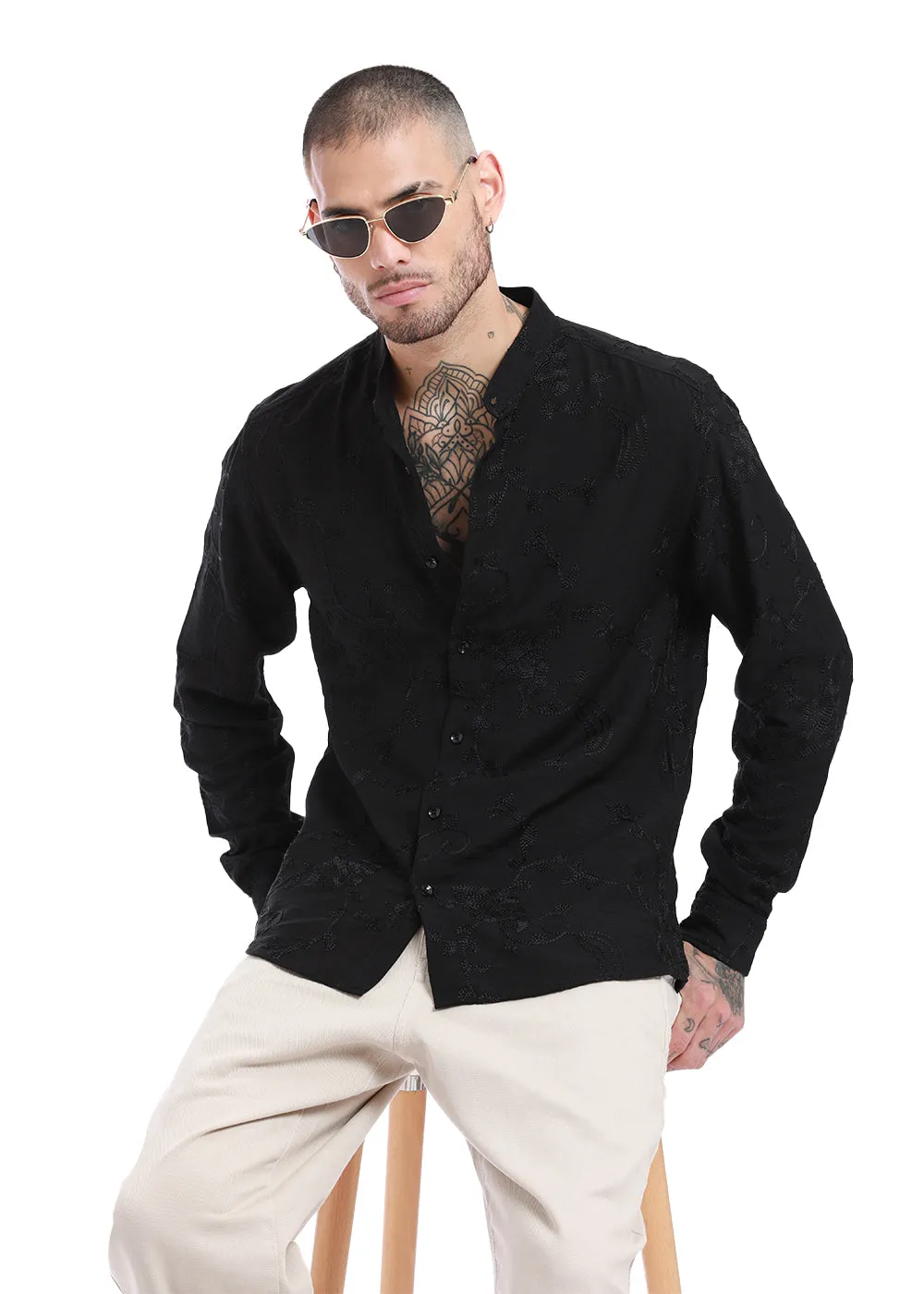 Black Embroidered Shirt