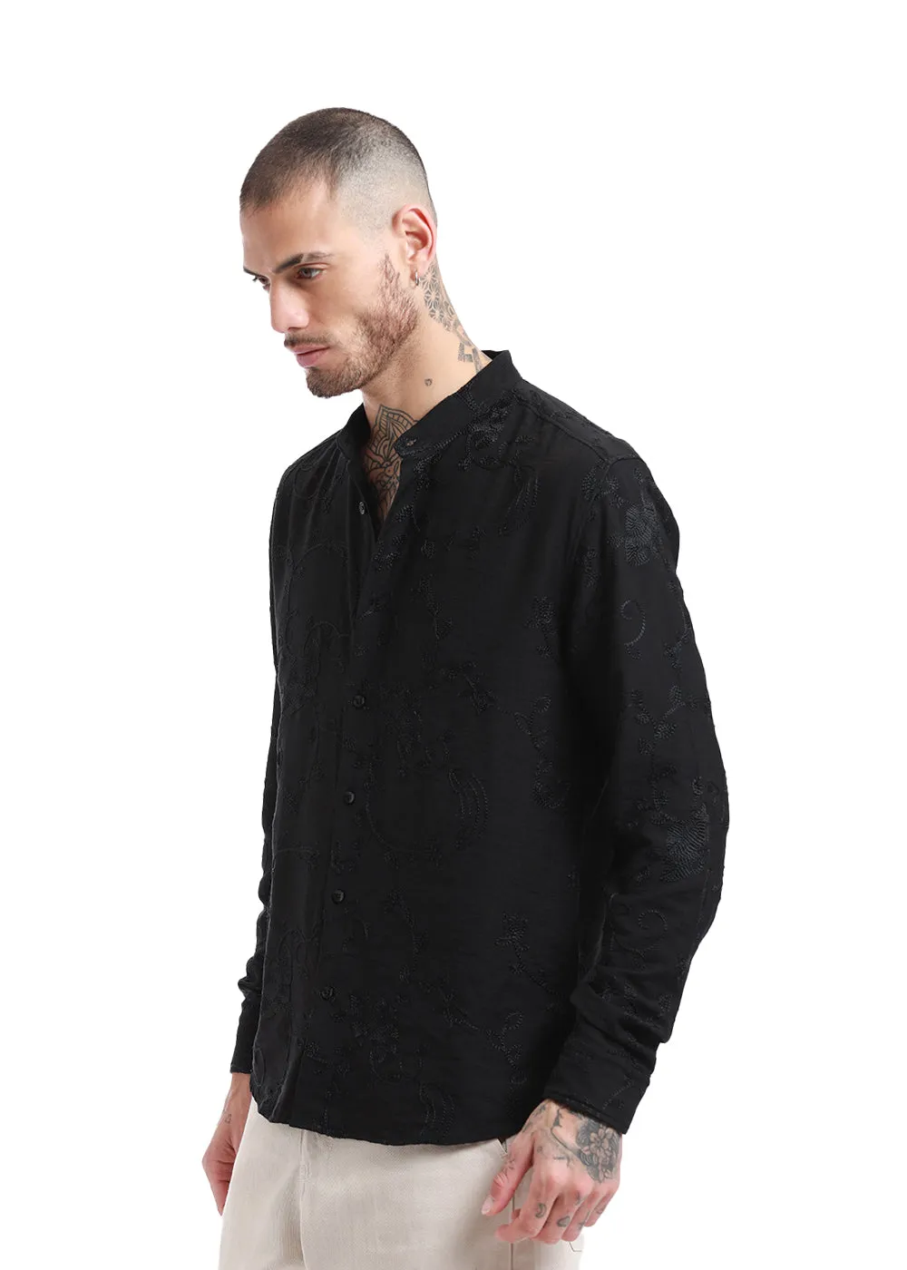 Black Embroidered Shirt