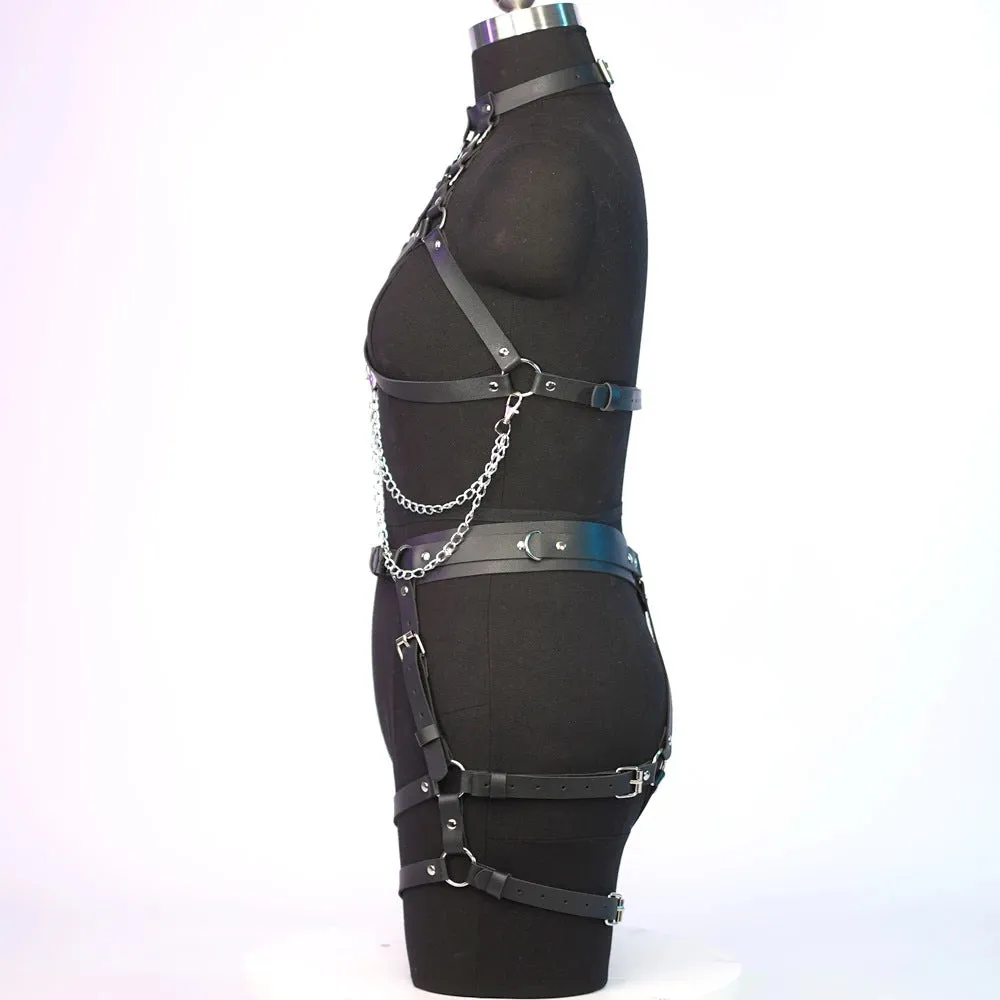 Black leather bondage suit  KF705861