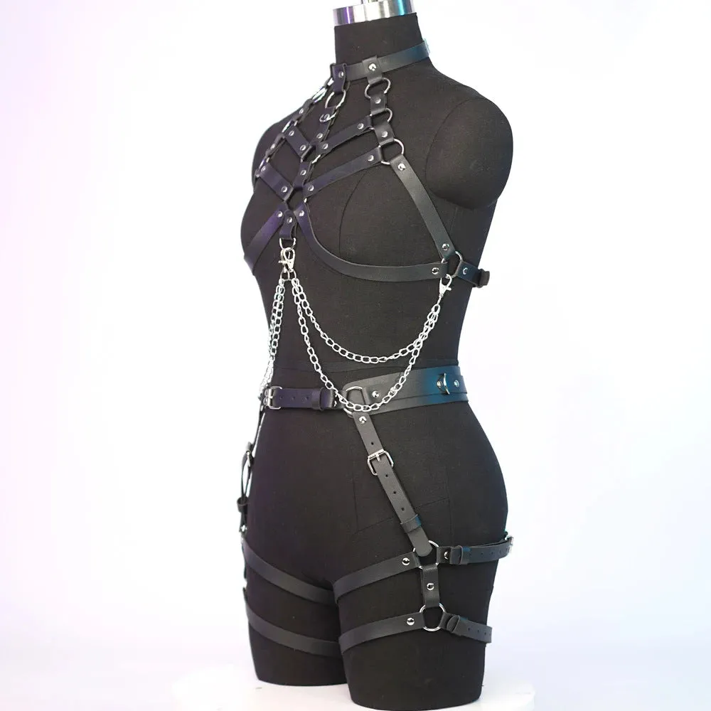 Black leather bondage suit  KF705861