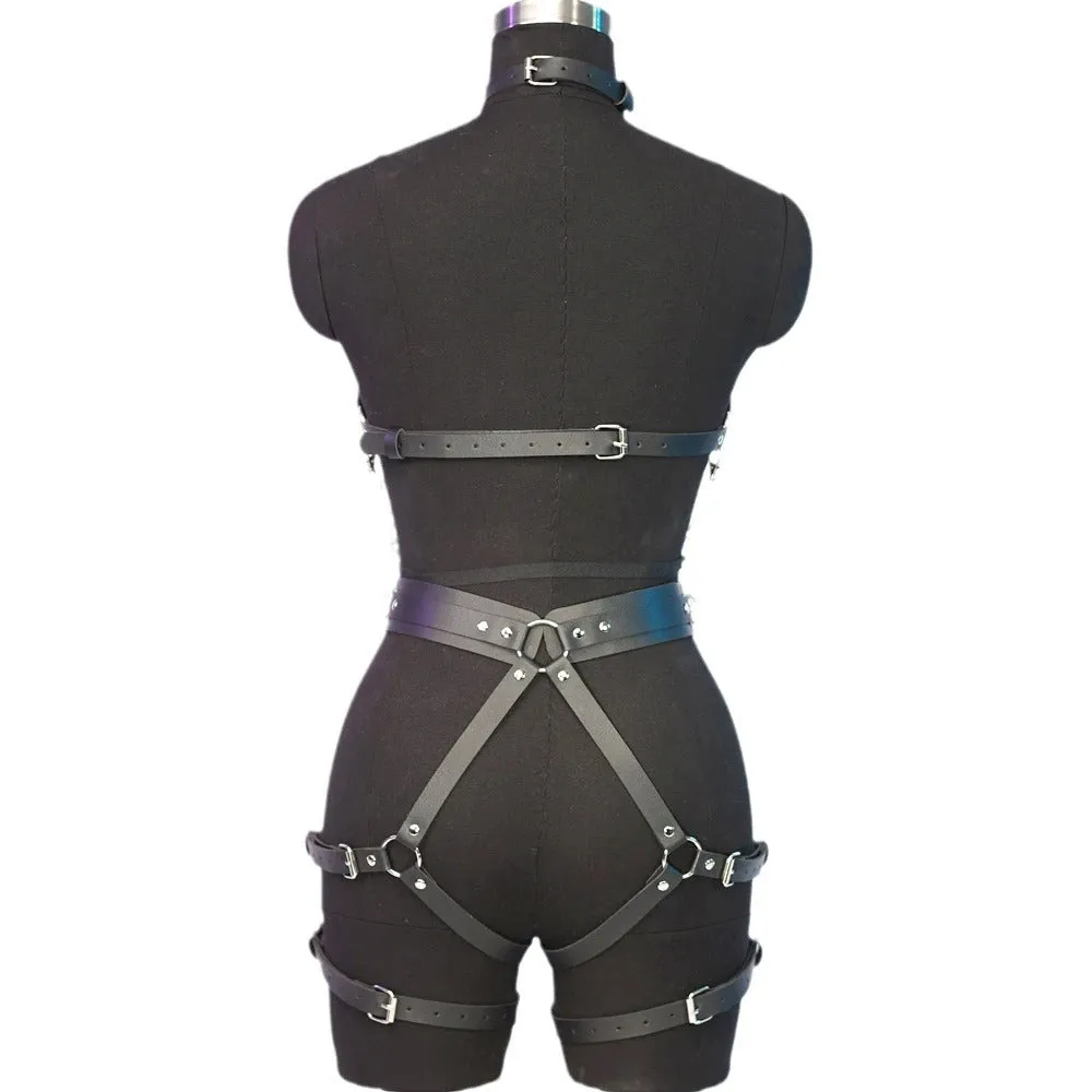 Black leather bondage suit  KF705861