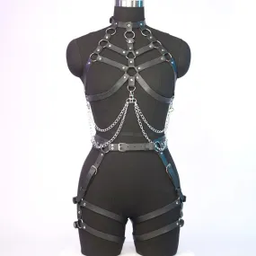 Black leather bondage suit  KF705861