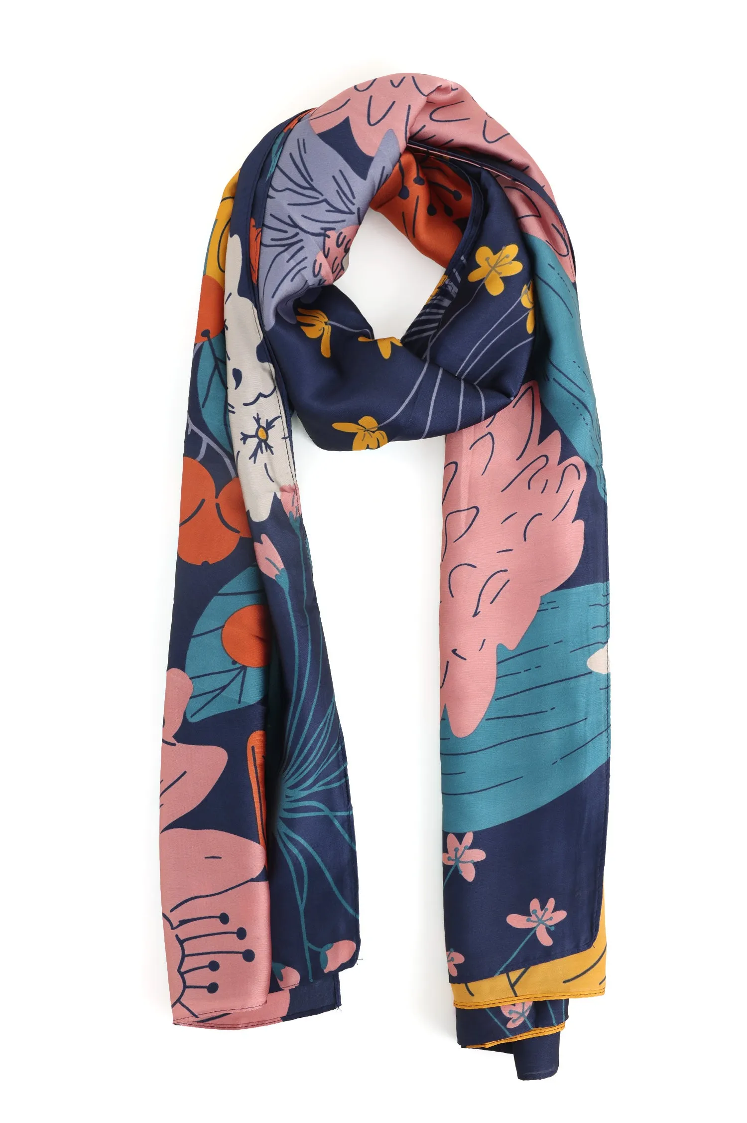 BLOSSOM EMBRACE SCARF-NAVY