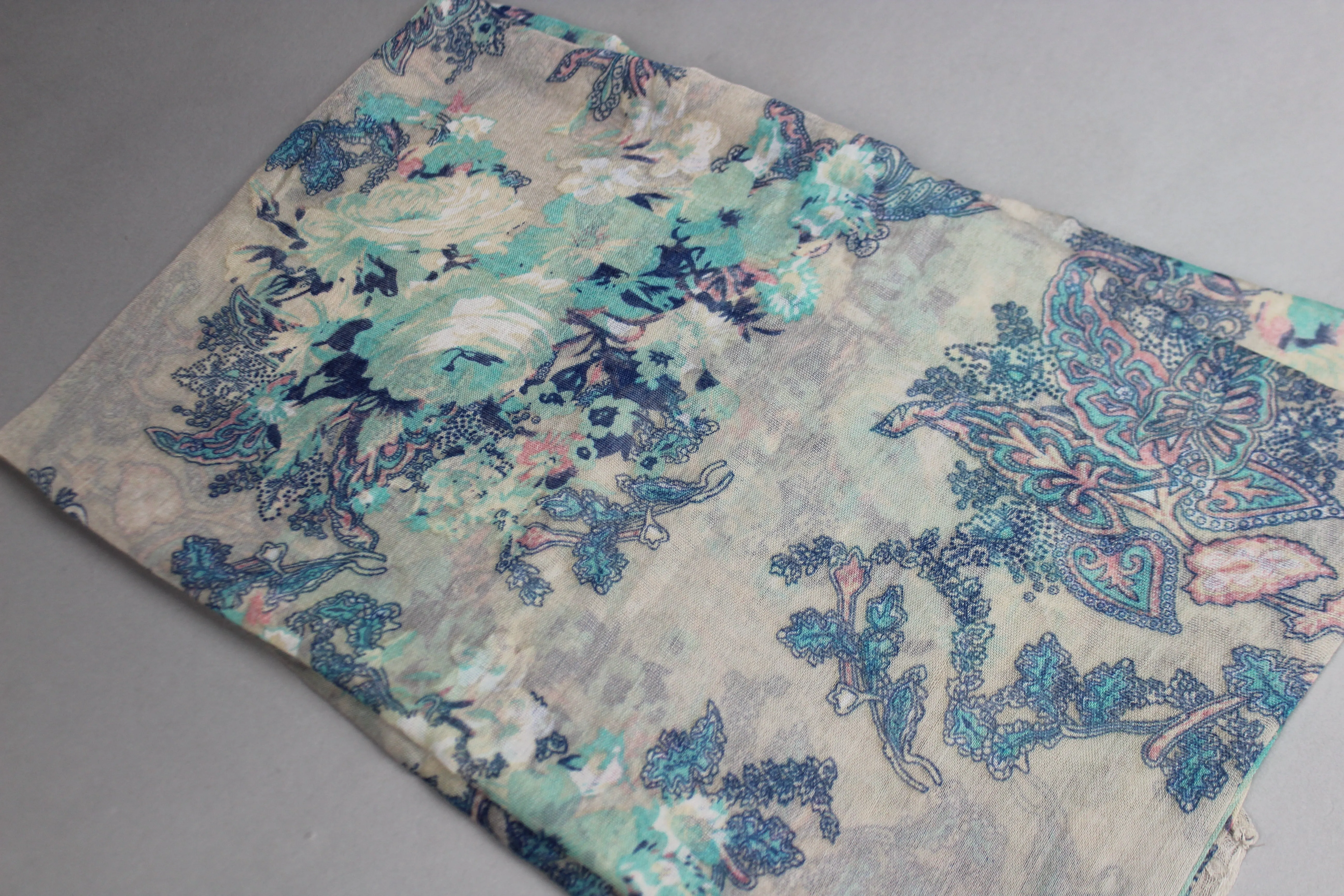 Blue Floral Cotton Scarf