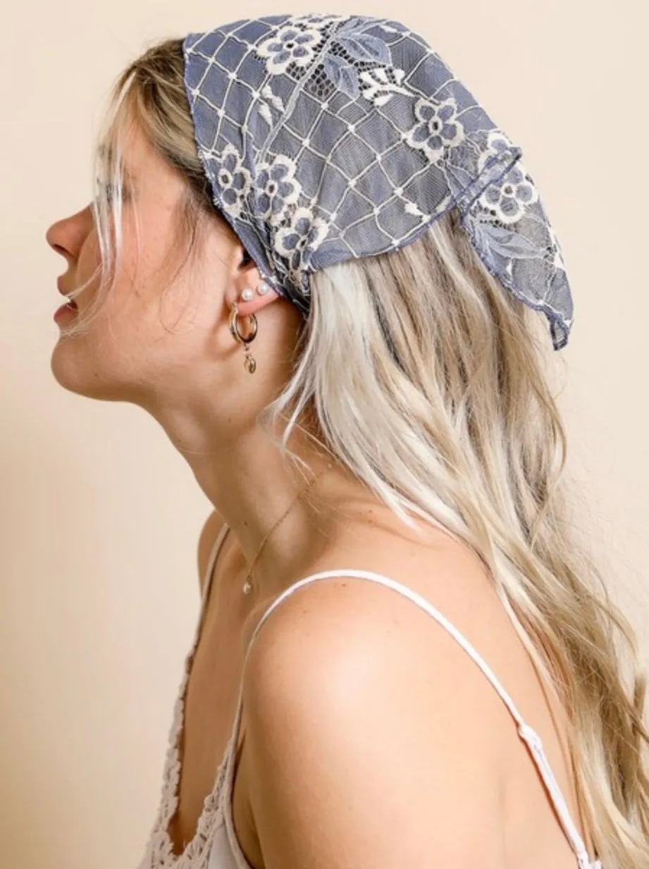 Bohemian floral lace head scarf