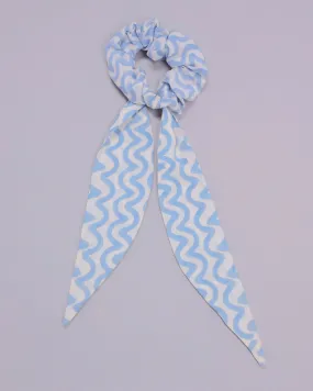 Bonnie Blue Handblock Scarf Scrunchie