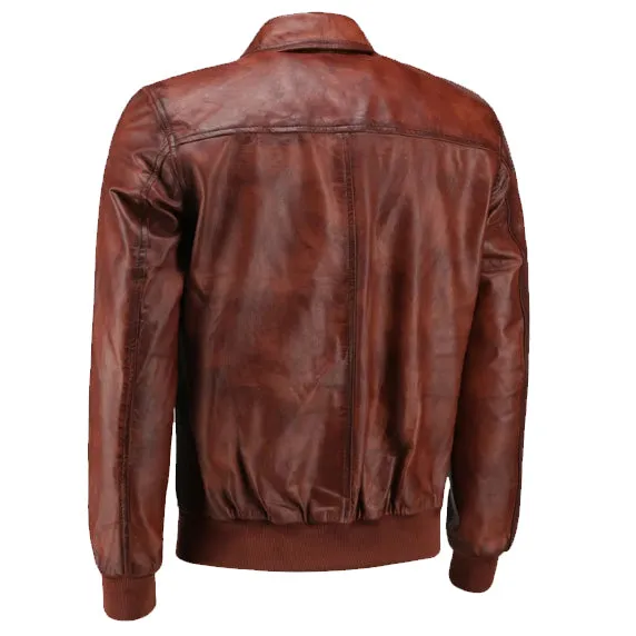 Boyd's Rust Leather Jacket with ribbed cuffs