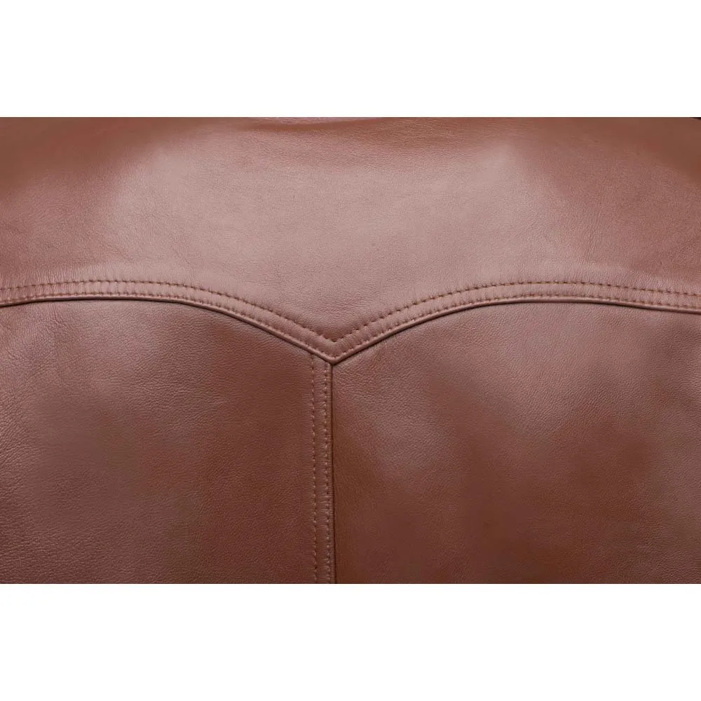 Brown leather jacket with collar belt