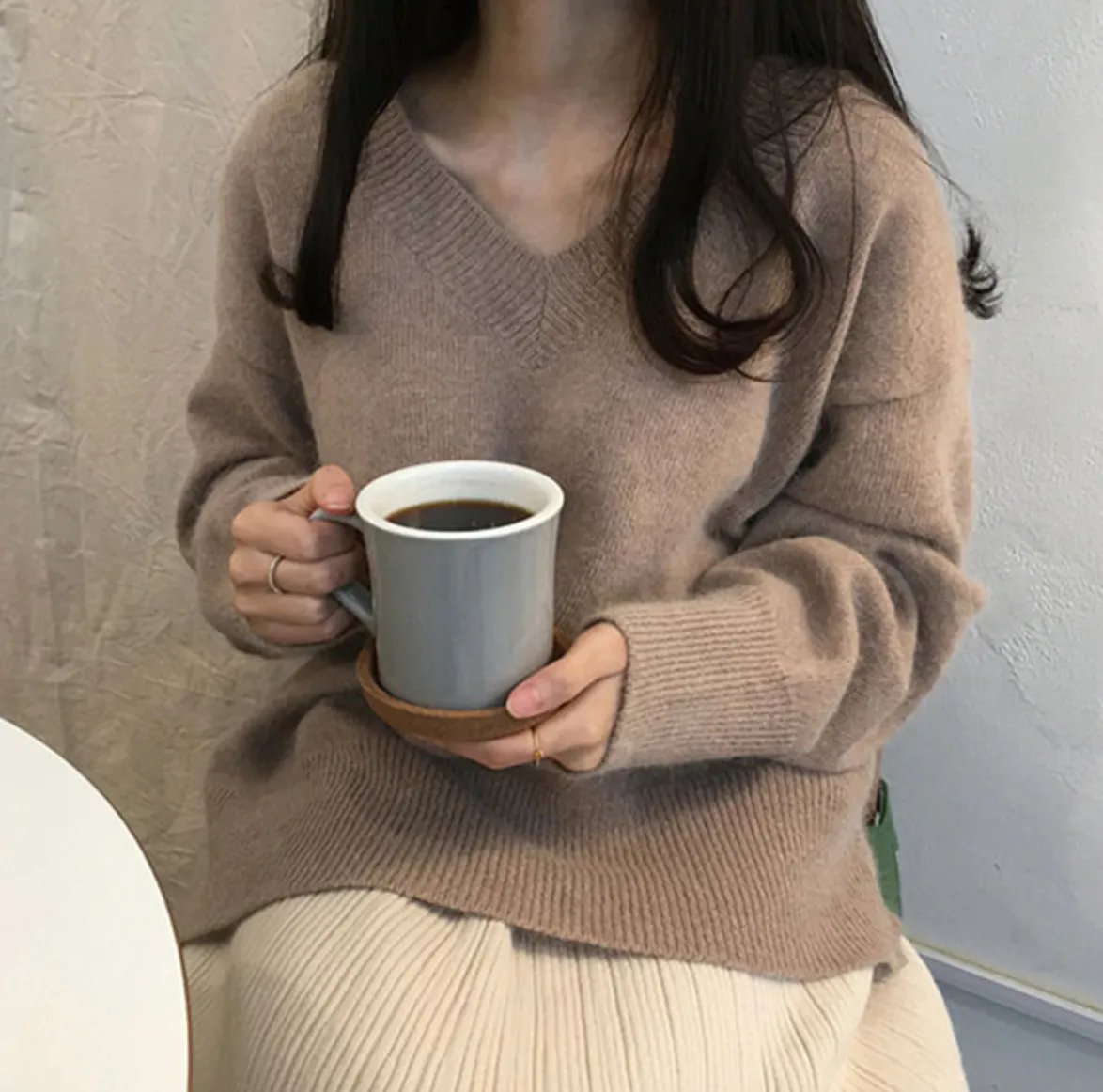 Brown V Neck Sweater