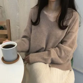 Brown V Neck Sweater