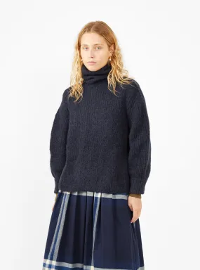 Brushed Airy Turtleneck Sweater Navy