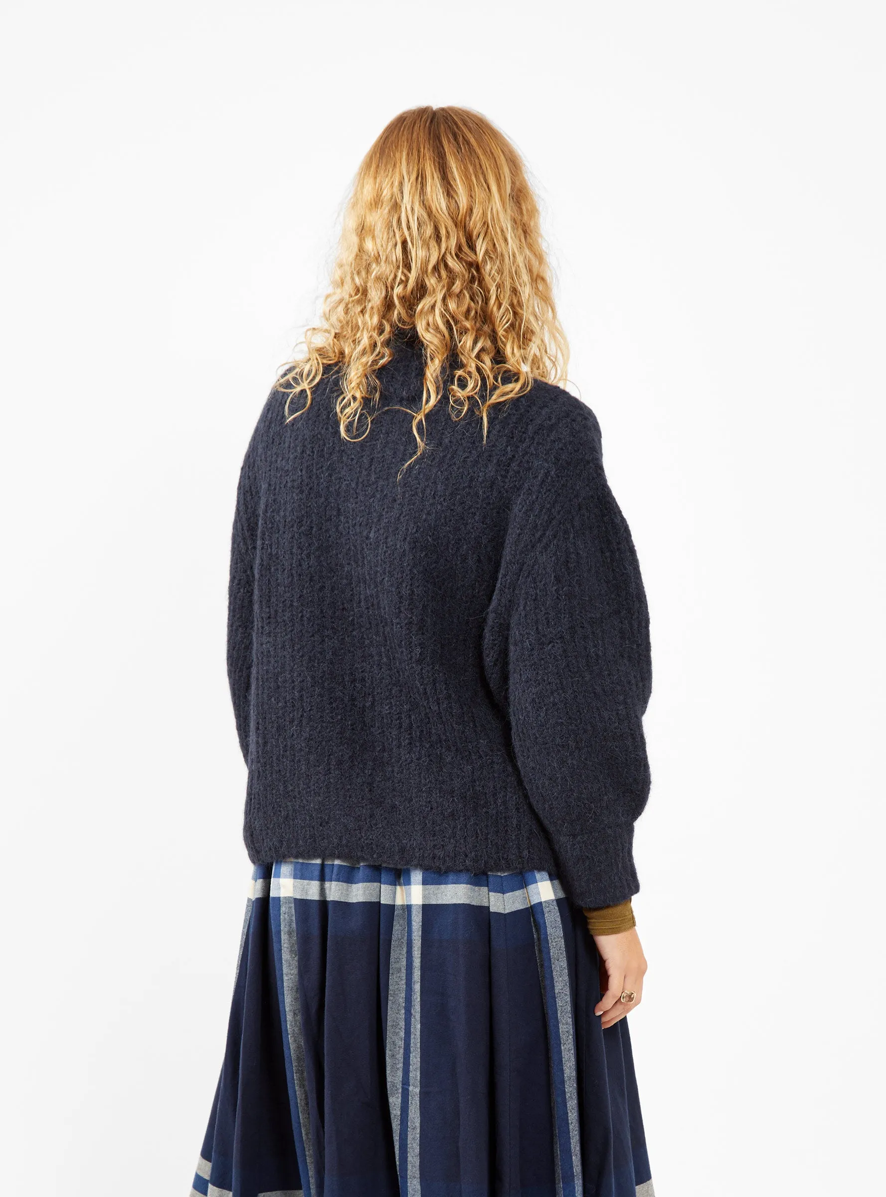 Brushed Airy Turtleneck Sweater Navy