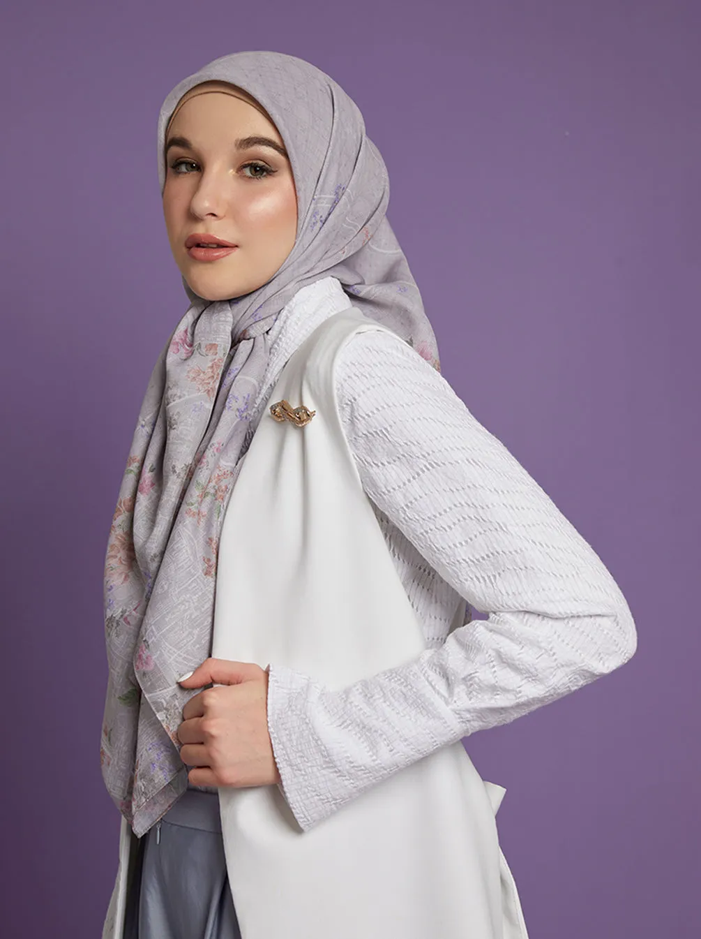 BUNDLING BAMED X KAMI ORVA LONDON SIGNATURE SCARF ASH LILAC