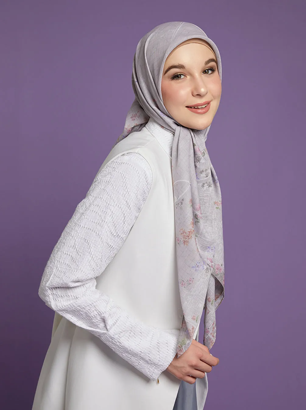 BUNDLING BAMED X KAMI ORVA LONDON SIGNATURE SCARF ASH LILAC