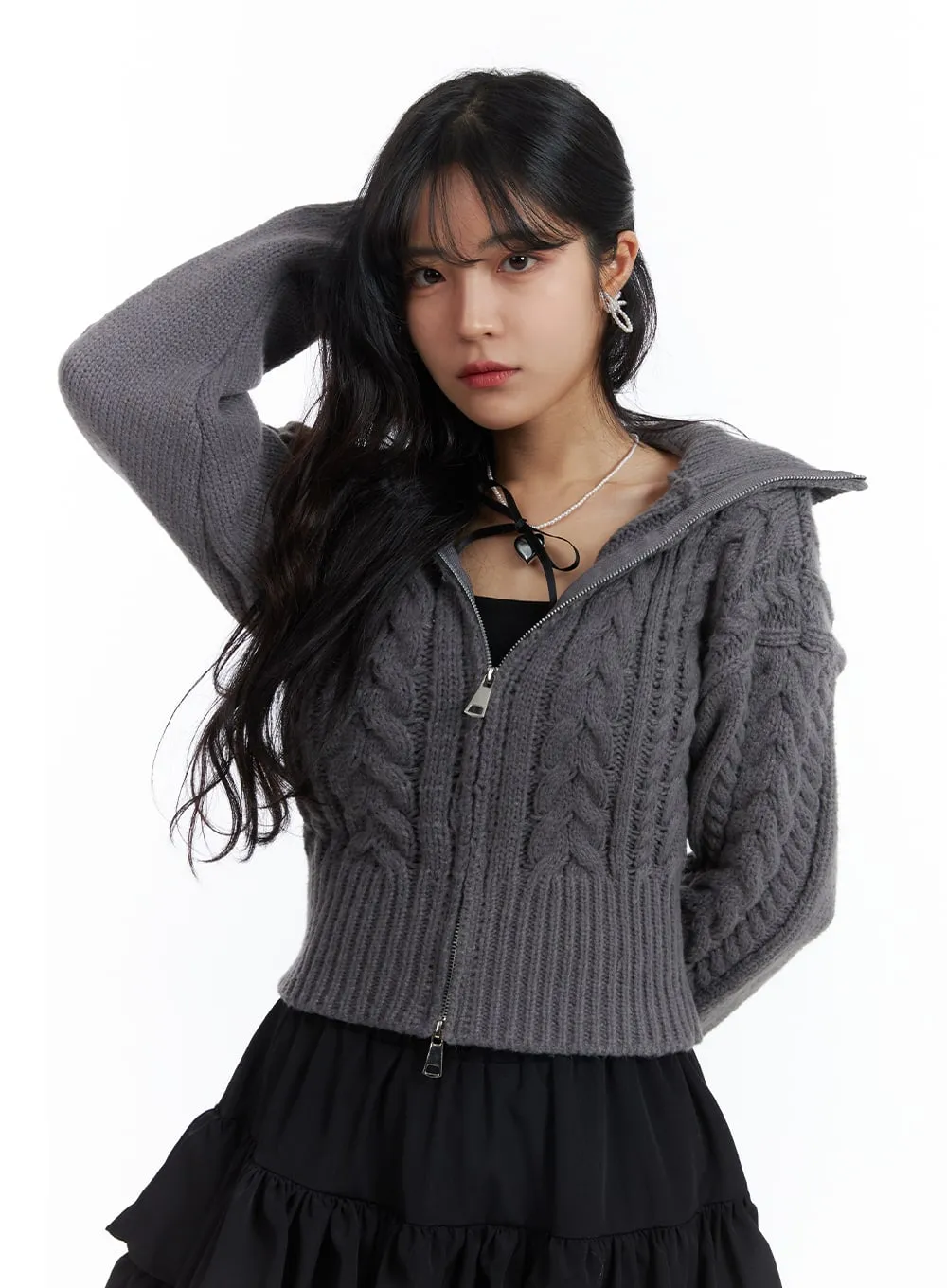 Cable Knit Crop Sweater OJ426