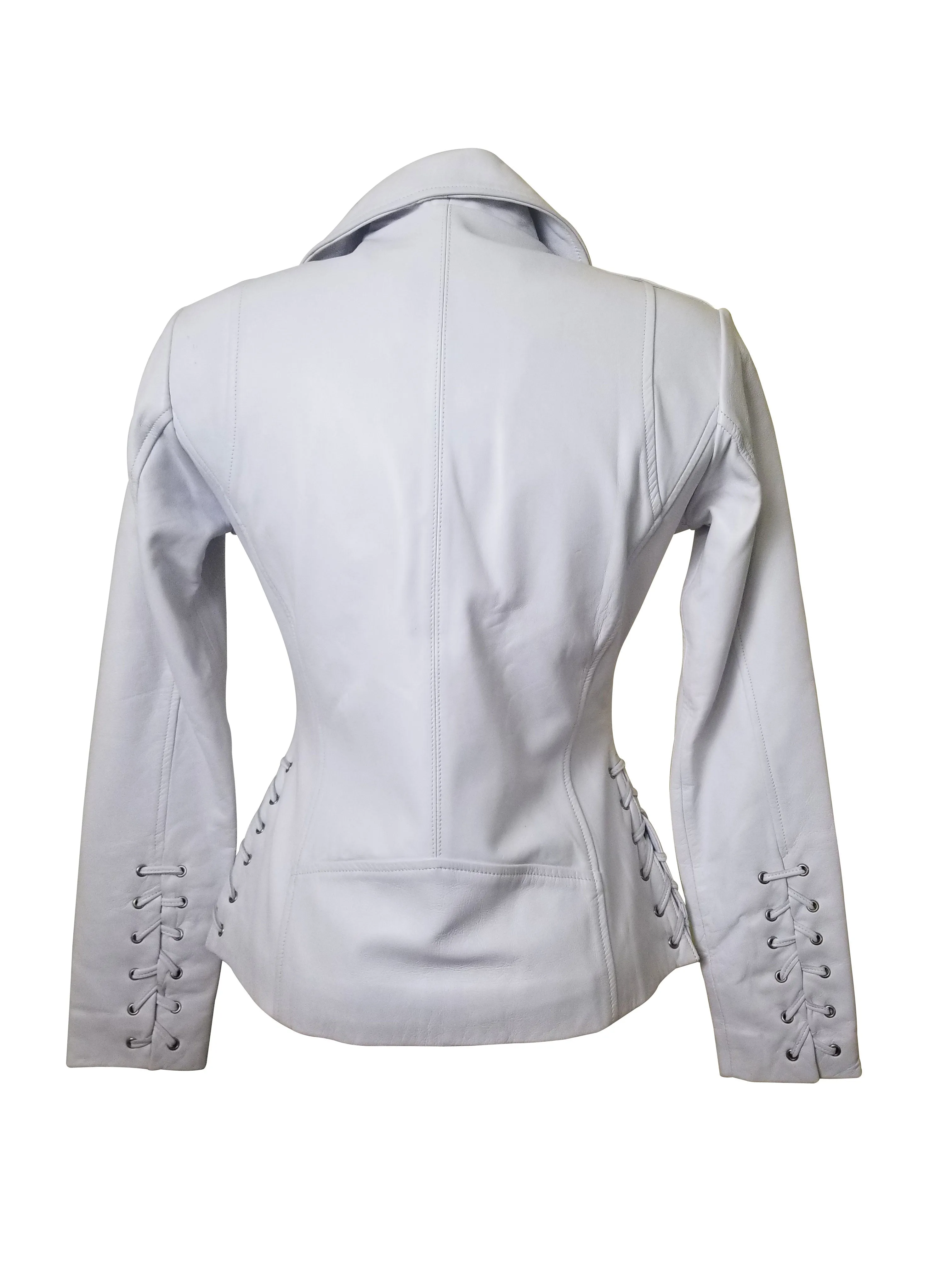 Callie’s White Leather Jacket With Side Laces