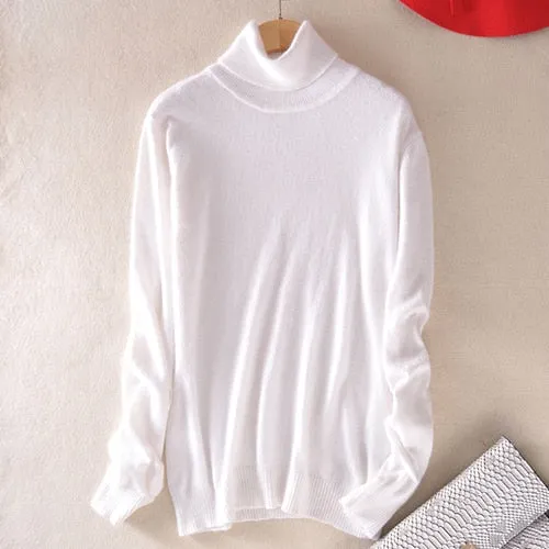 Cashmere Sweater Women Turtleneck Women's Plus Size Knitted