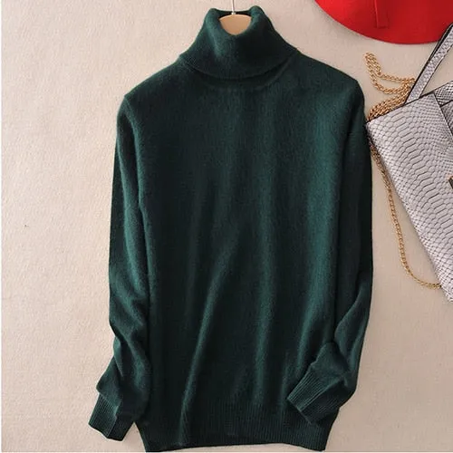 Cashmere Sweater Women Turtleneck Women's Plus Size Knitted