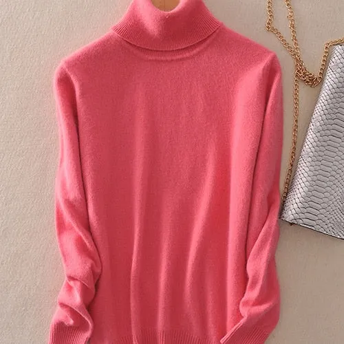 Cashmere Sweater Women Turtleneck Women's Plus Size Knitted