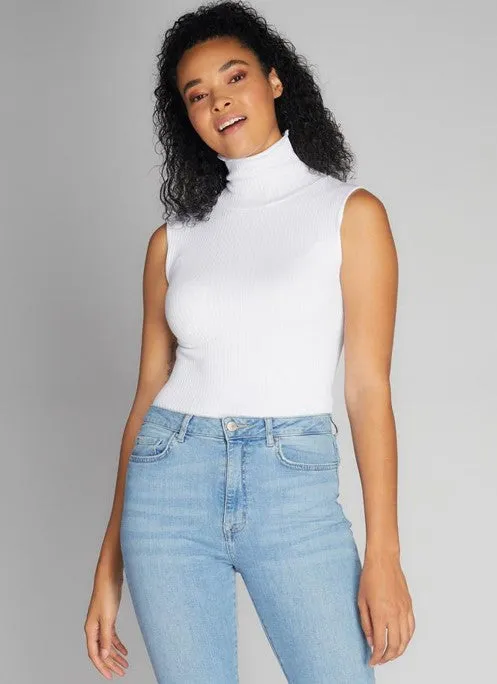 C'EST MOI Seamless Rib Sleeveless Turtleneck Top