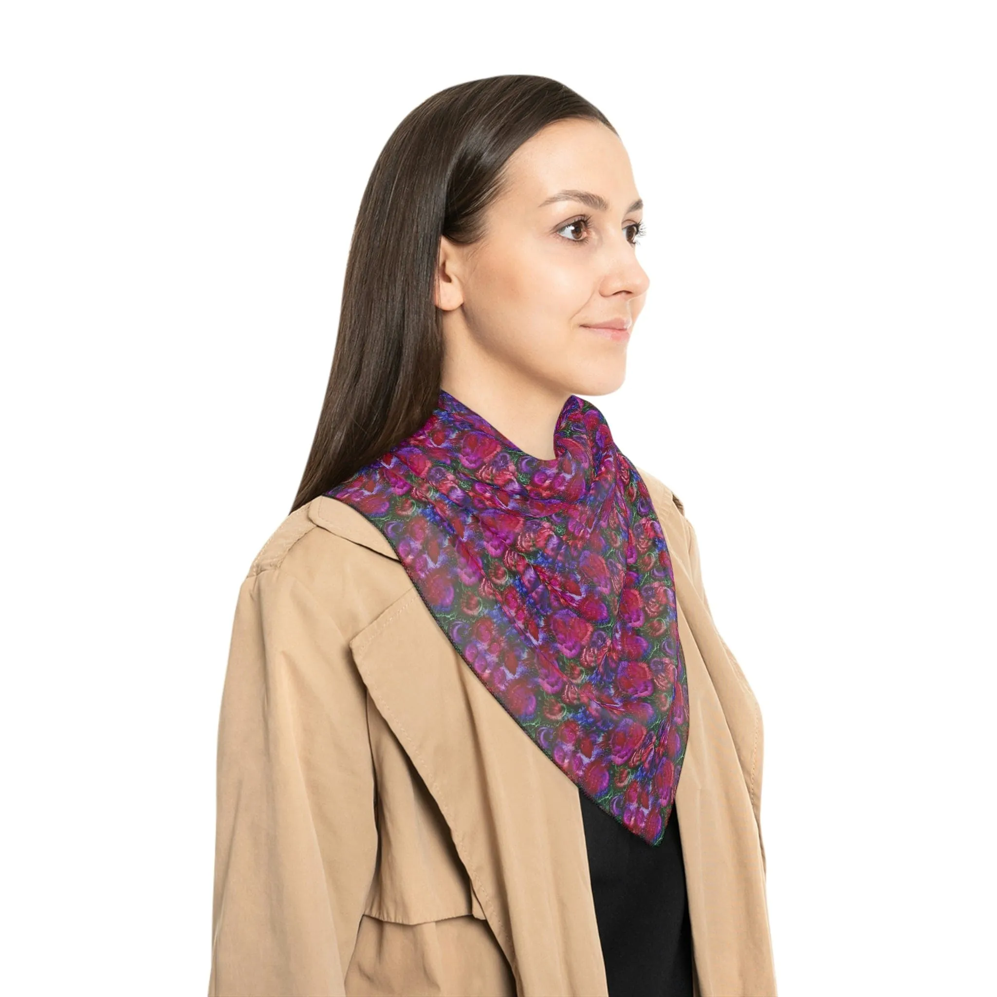 Chiffon Scarf - Purple Roses