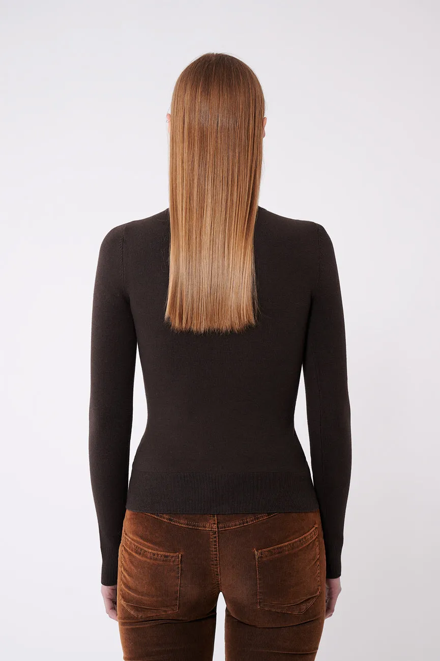 Cocoa Peachskin Long Sleeve Turtleneck