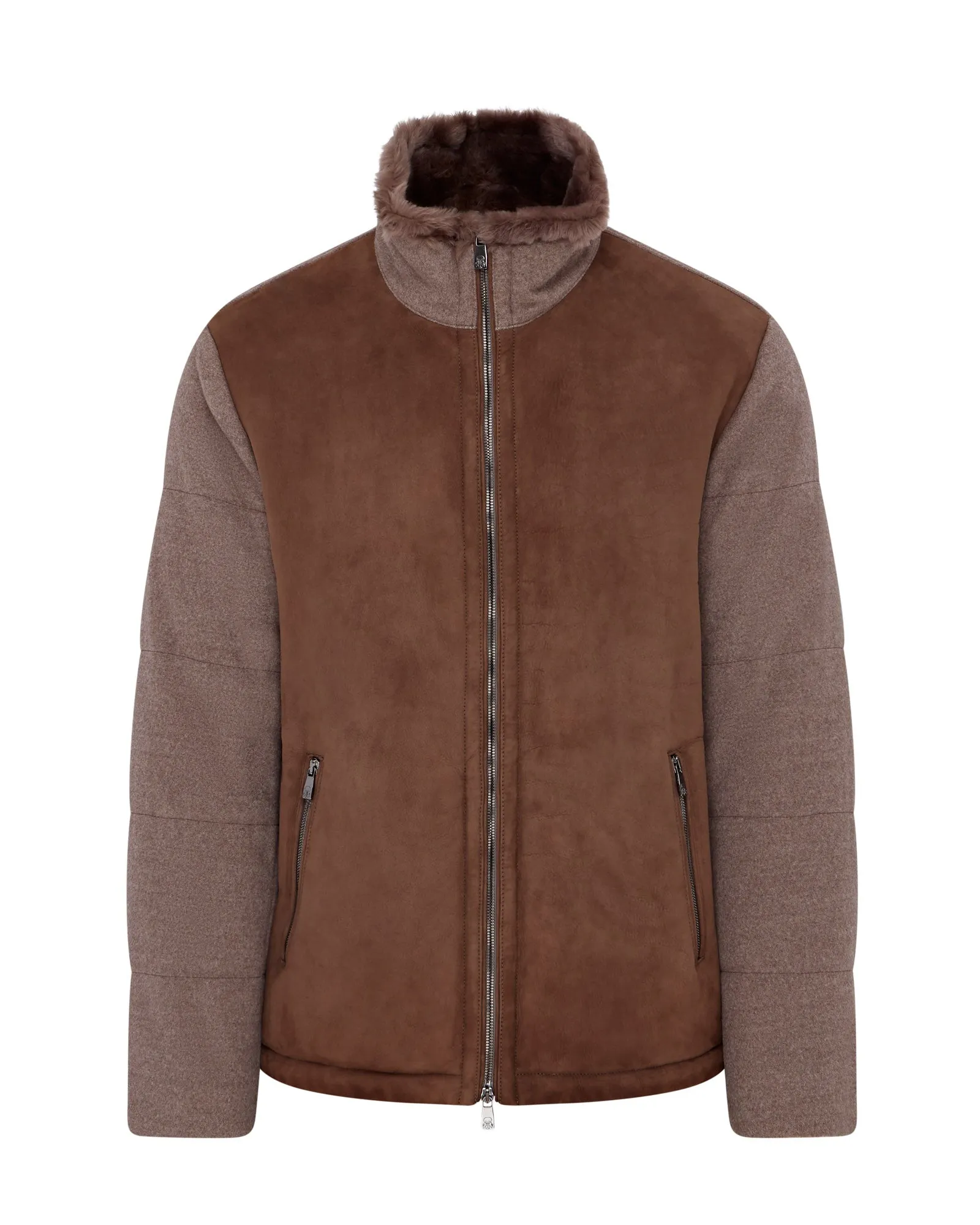 Corneliani Leather & Shearling Jacket (Brown)