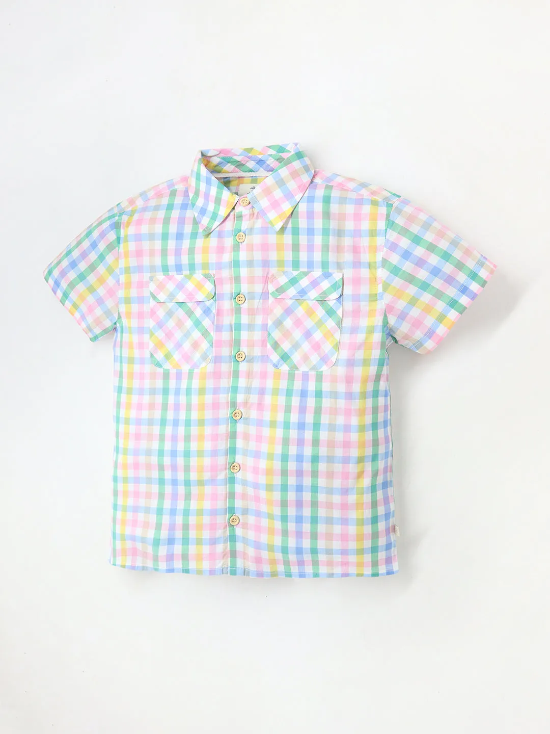 Cotton Double Pocket Check Shirt for Boys