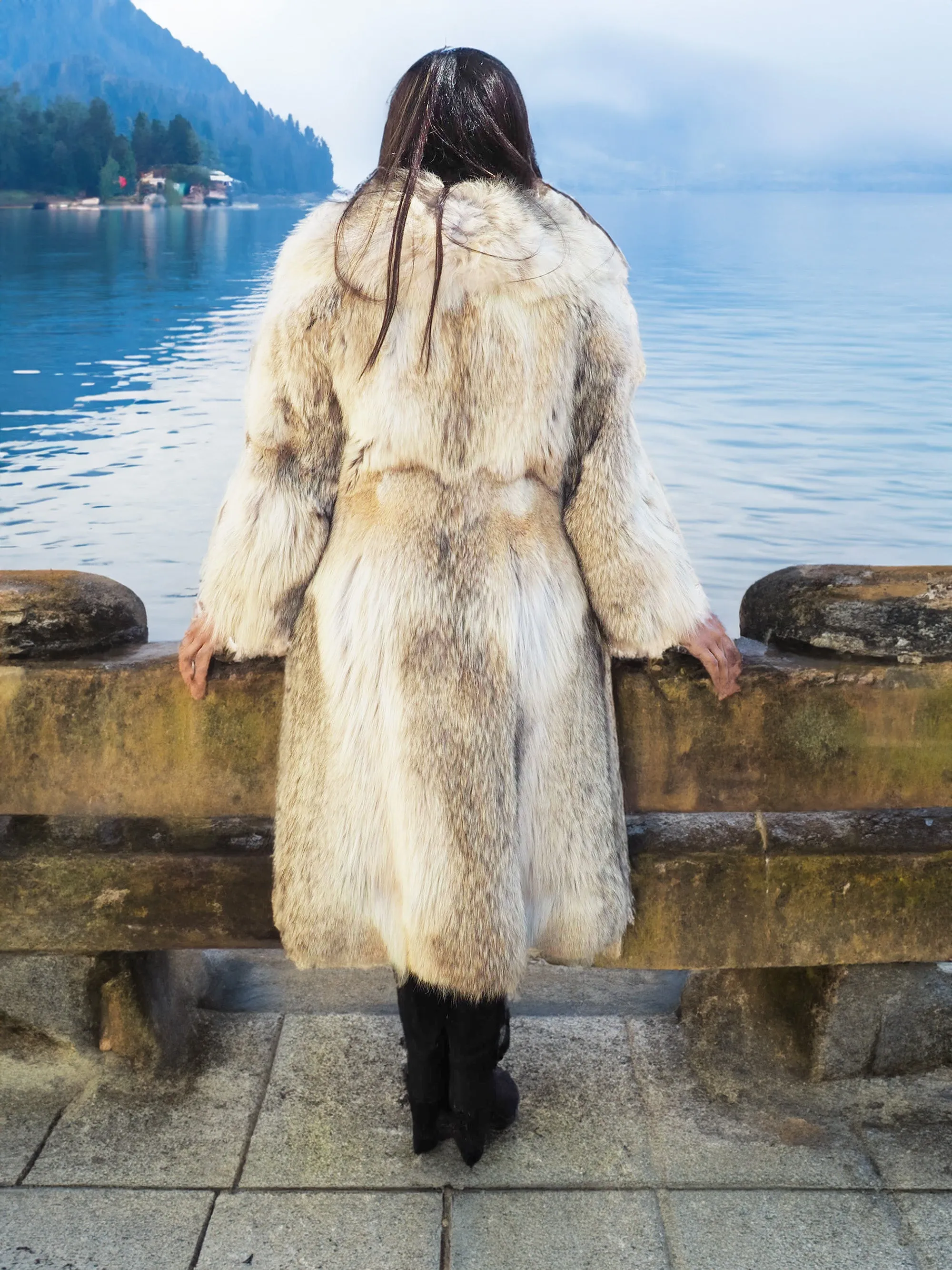 Coyote Fur Coat Coats Large Plush Shawl Collar S