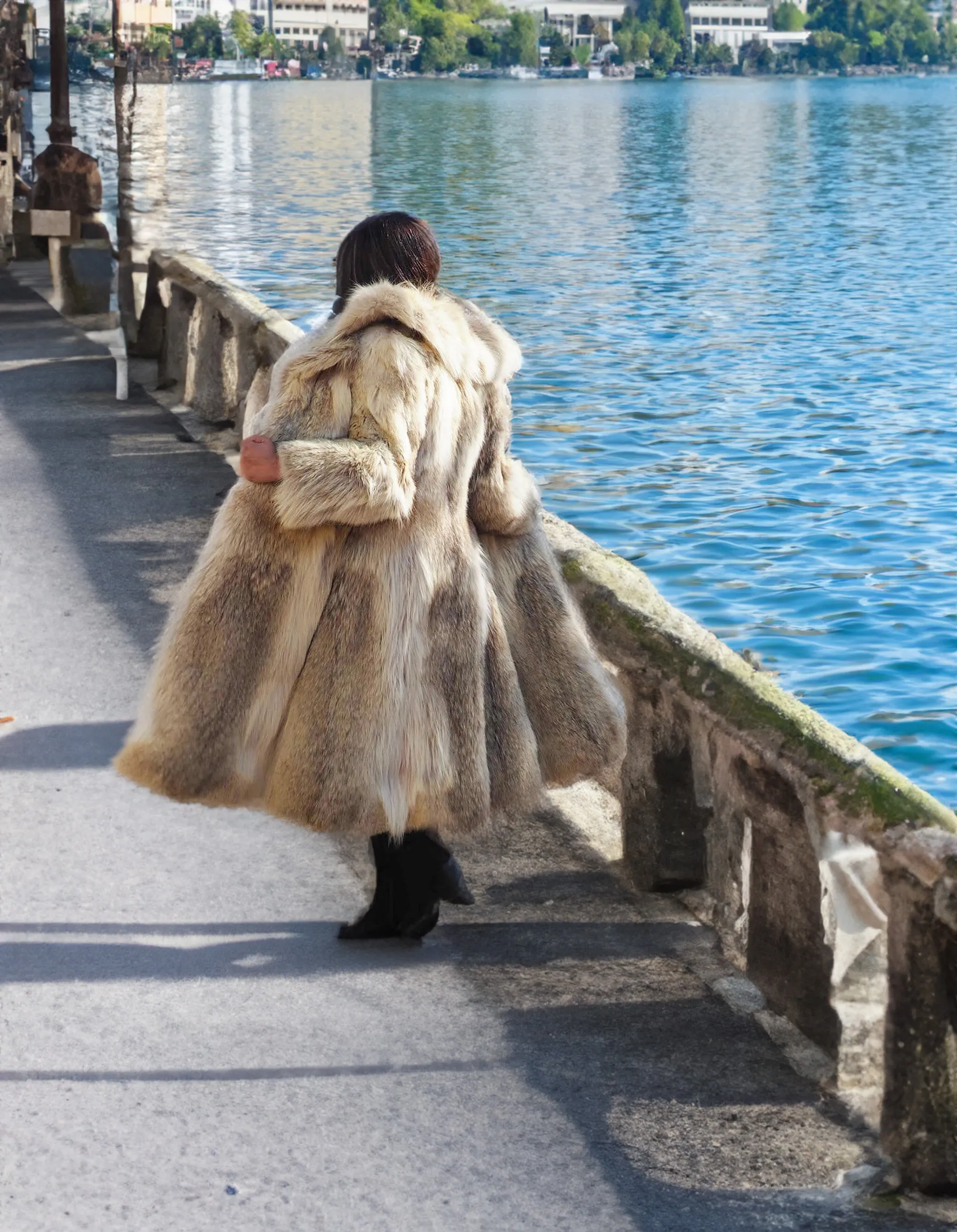 Coyote Fur Coat Coats Large Plush Shawl Collar S