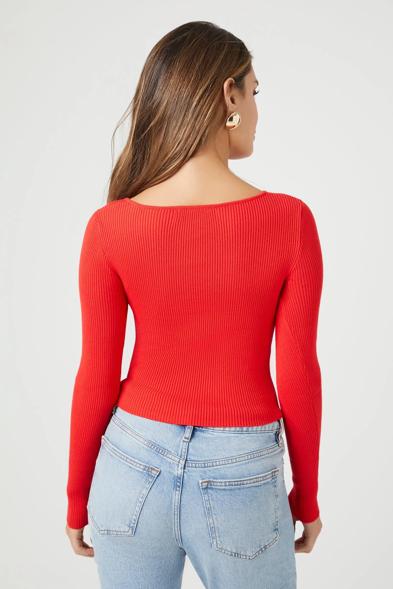 Cutout Ribbed Knit Sweater