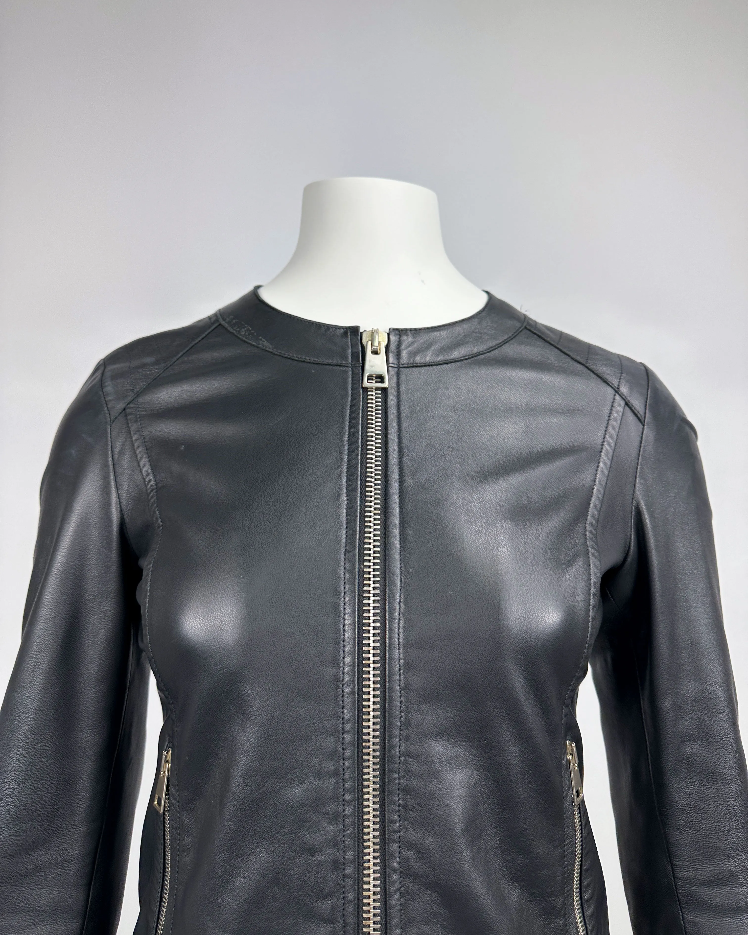 Dirk Bikkembergs Black Leather Jacket 2000's