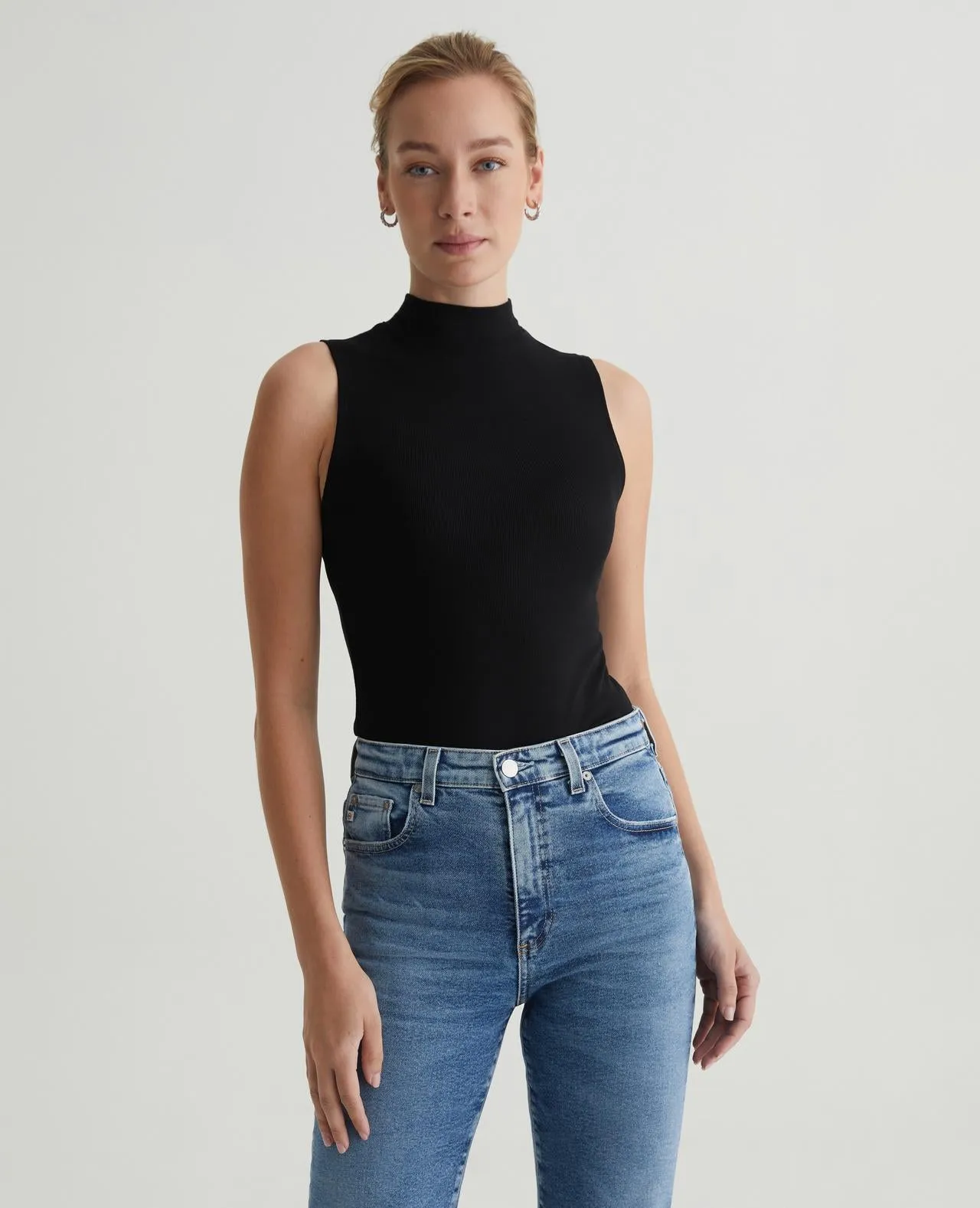 EDIE SLEEVELESS TURTLENECK (BLACK) - A.G. DENIM