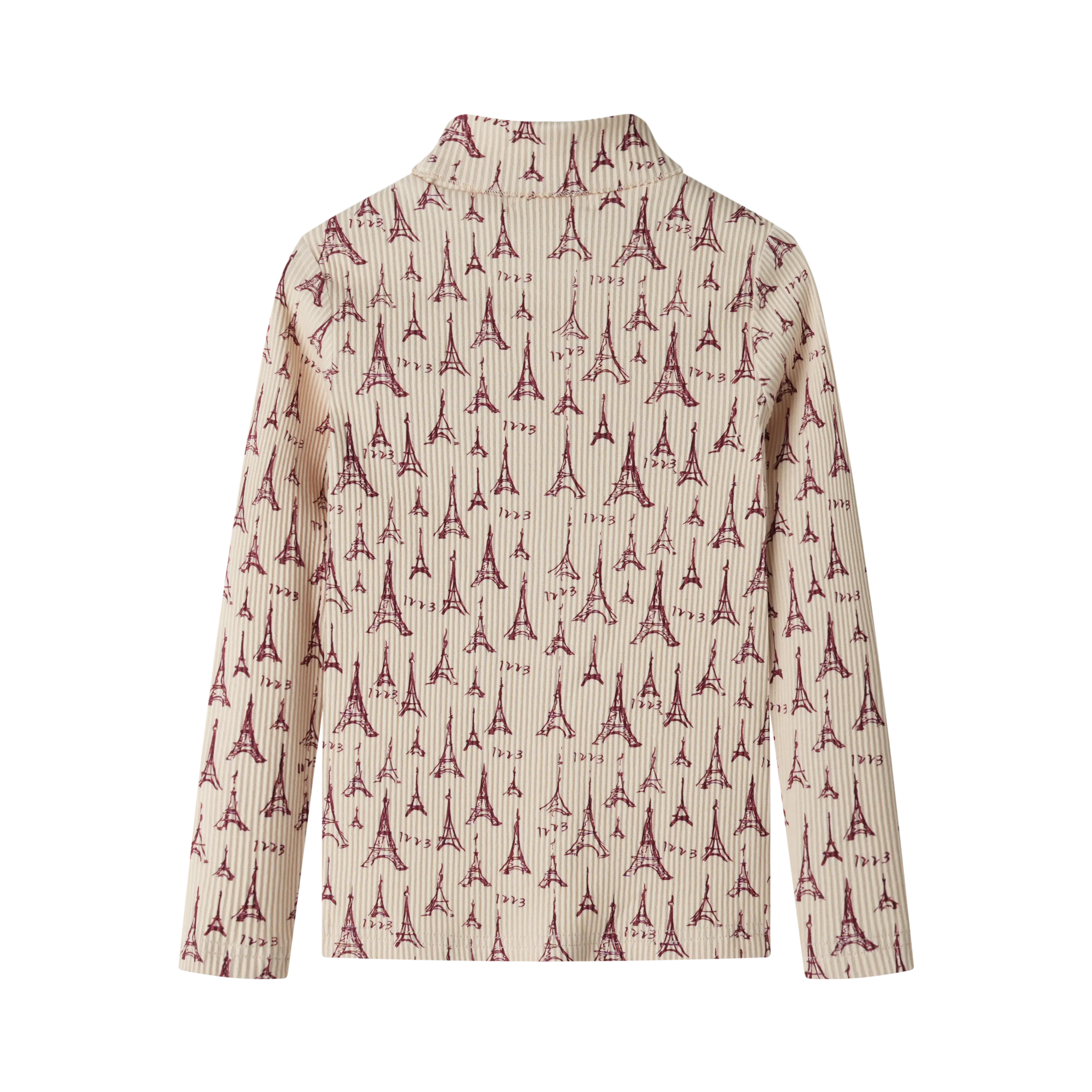 eiffel tower printed turtleneck - burgundy print