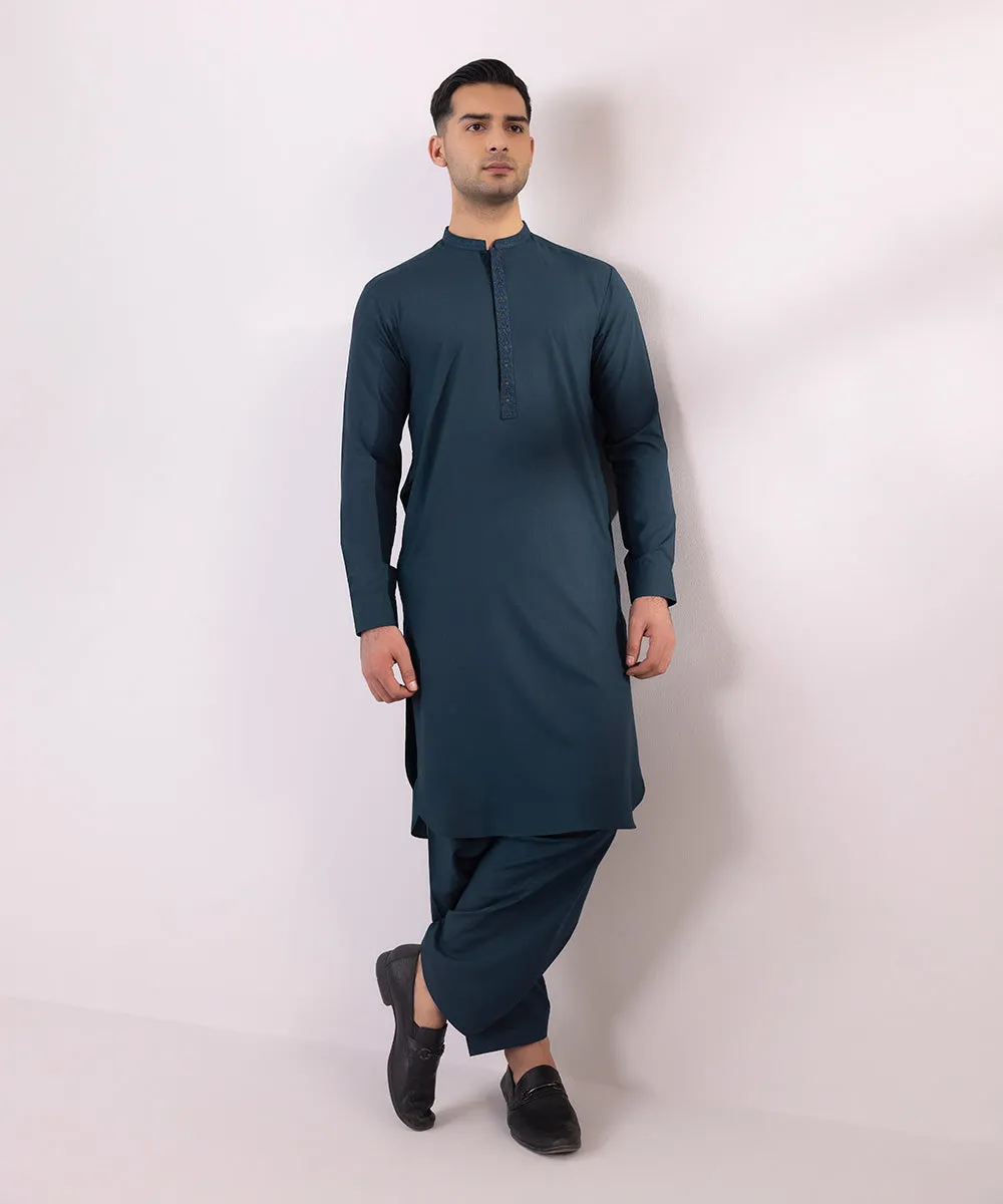 Embroidered Wash & Wear Suit