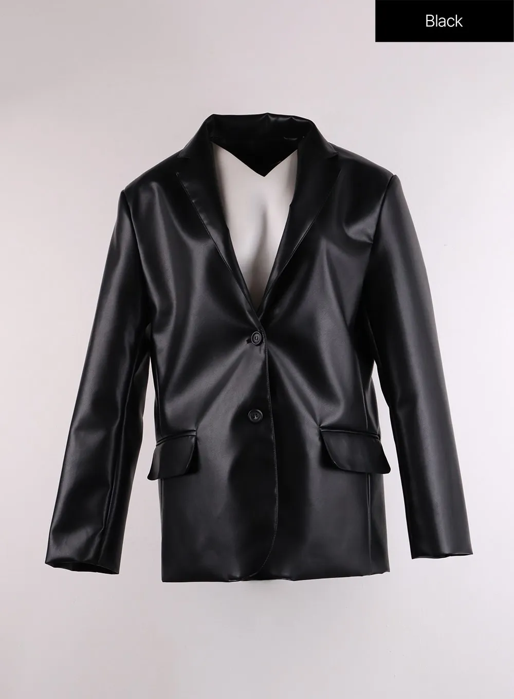 Faux Leather Polo Biker Jacket IF402