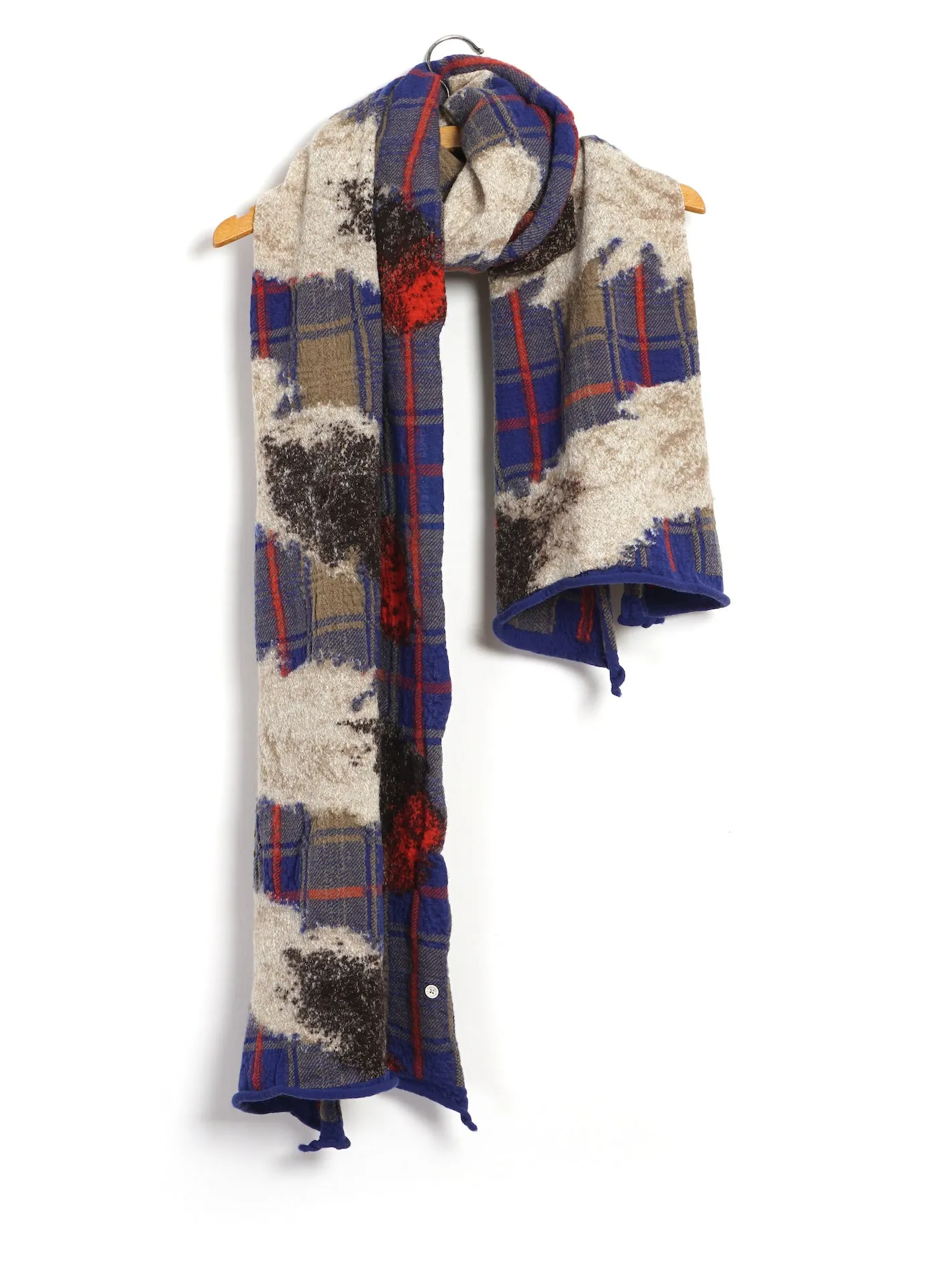 FEATHER TARTAN | Compressed Wool Scarf | Blue