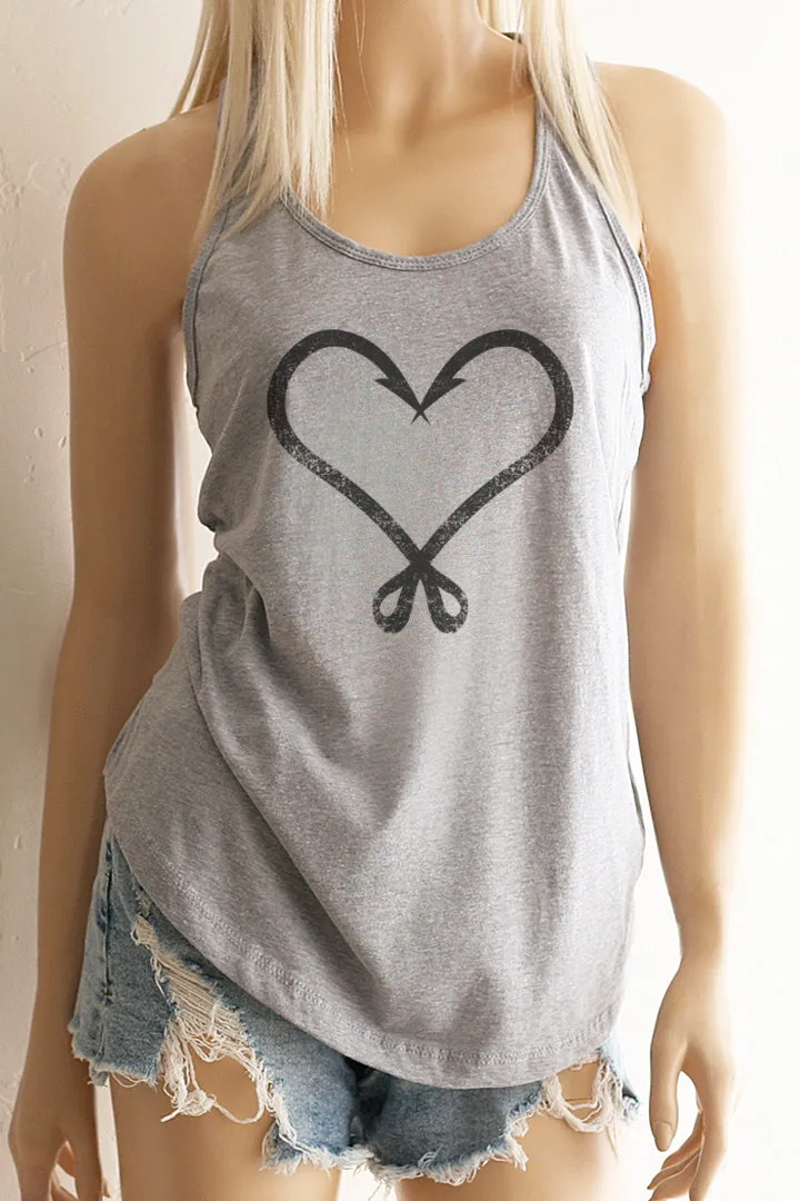 Fishhook Heart Racerback Tank Top