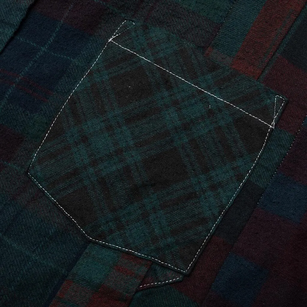 Flannel Shirt 7 Cuts Shirt Over Dye - Green